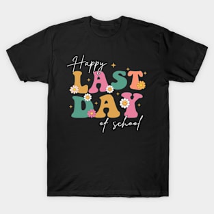 Retro Happy Last Day Of School Graduation Groovy Teacher Student T-Shirt